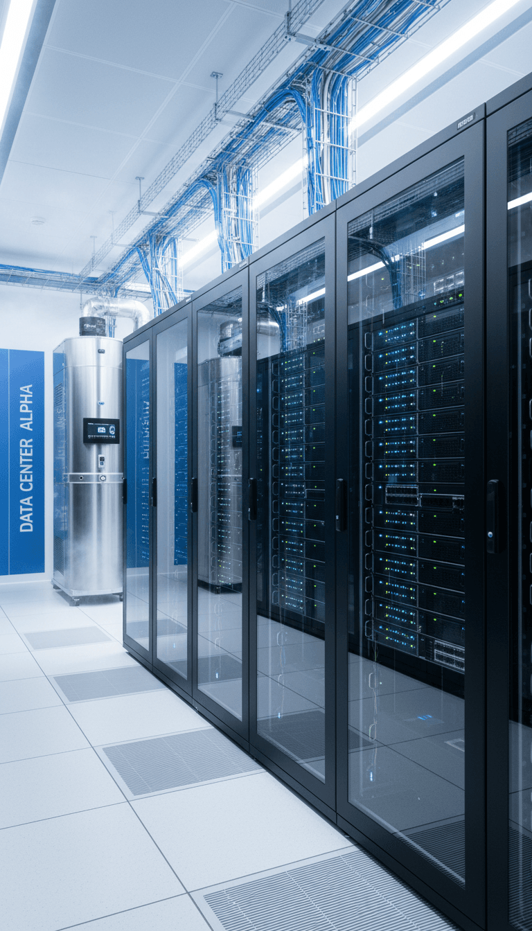 Neatly organized server racks in a modern data center