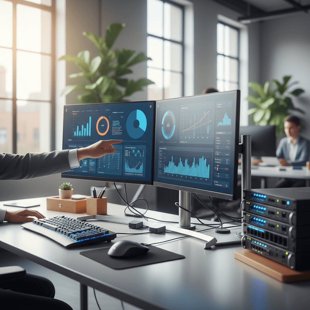 IT hardware setup in modern office environment