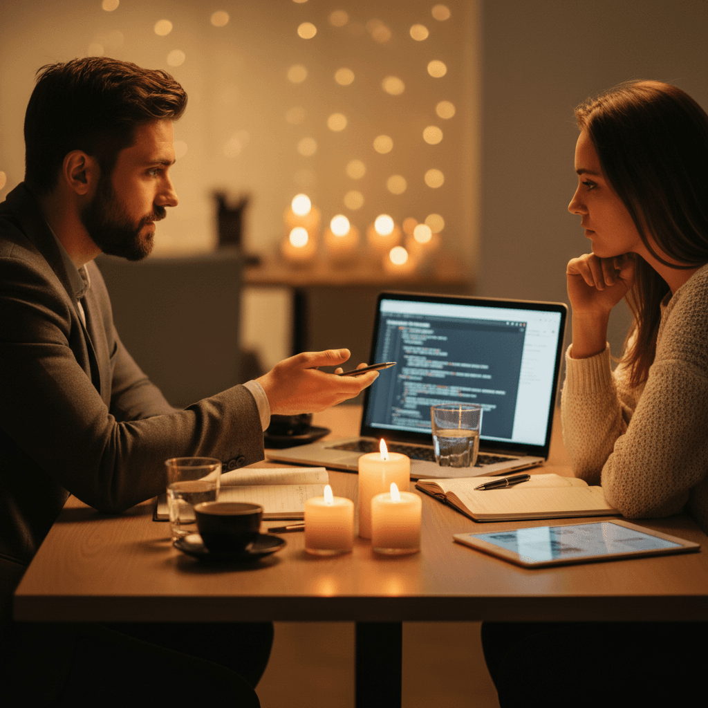 IT consultant discussing hardware specifications with client