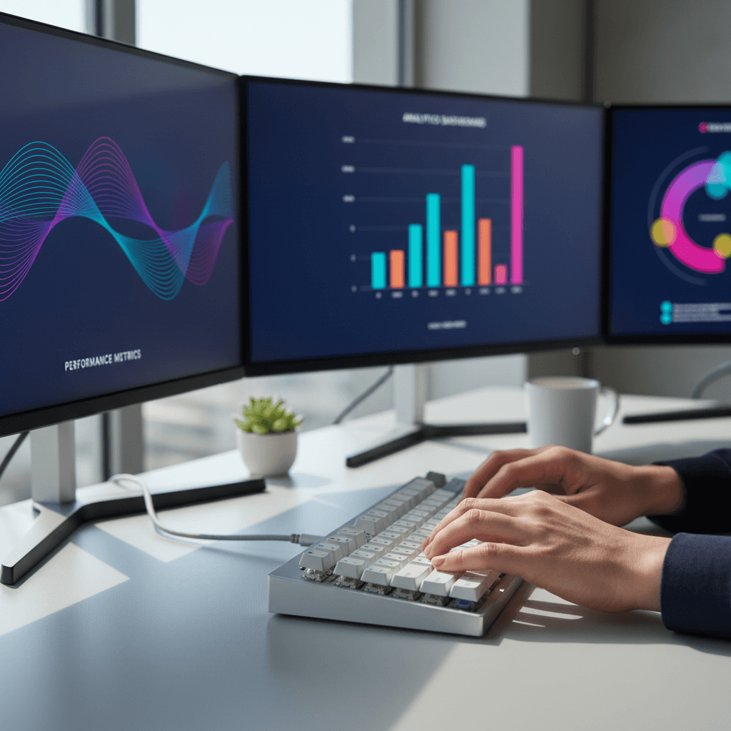 Professional IT hardware setup in modern office workspace